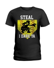 Softball Catcher Steal I Dare Ya Funny Ladies T-Shirt tile