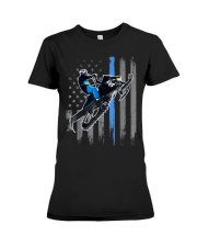 American Flag Snowmobile r96 Premium Fit Ladies Tee tile