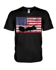 Patriotic CH-47 Chinook Helicopter American flag V-Neck T-Shirt tile