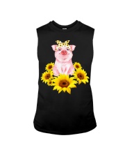 Cute Piggy With Sunflower R339 Sleeveless Tee tile