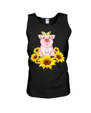 Cute Piggy With Sunflower R339 Unisex Tank tile