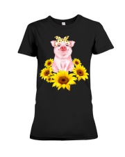 Cute Piggy With Sunflower R339 Premium Fit Ladies Tee tile