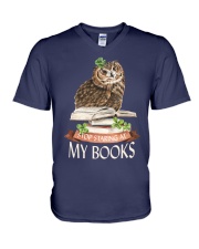 Stop Staring At My Books (Front) V-Neck T-Shirt tile