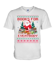 Merry Christmas Books For Everybody (Front) V-Neck T-Shirt tile