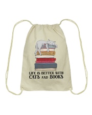 Life Is Better With Cats And Books (Front) Drawstring Bag tile