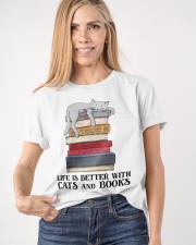 Life Is Better With Cats And Books (Front) Classic T-Shirt apparel-classic-tshirt-lifestyle-front-100