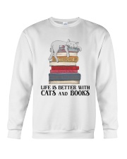 Life Is Better With Cats And Books (Front) Crewneck Sweatshirt tile