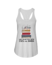 Life Is Better With Cats And Books (Front) Ladies Flowy Tank tile