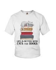 Life Is Better With Cats And Books (Front) Youth T-Shirt tile