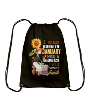 I Was Born In January With A Reading List I Will Never Finish (Front) Drawstring Bag tile
