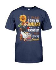 I Was Born In January With A Reading List I Will Never Finish (Front) Premium Fit Mens Tee tile
