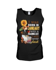I Was Born In January With A Reading List I Will Never Finish (Front) Unisex Tank tile