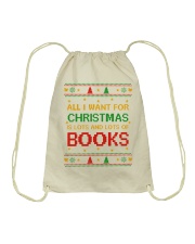 Merry Christmas All I Want For Christmas Is Lots And Lots Of Books (Front) Drawstring Bag tile