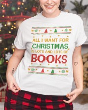 Merry Christmas All I Want For Christmas Is Lots And Lots Of Books (Front) Classic T-Shirt custom-t-shirts-classic-lifestyle-front-322
