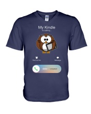 My Kindle Is Calling (Front) V-Neck T-Shirt tile