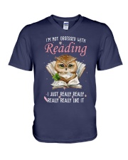 I'm Not Obsessed With Reading I Just Really Really Really Really Like It (Front) V-Neck T-Shirt tile
