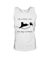 Life Is Better With Tea, Dogs And Books (Front) Unisex Tank tile