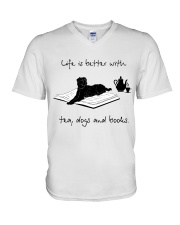 Life Is Better With Tea, Dogs And Books (Front) V-Neck T-Shirt tile