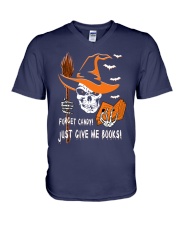 Forget Candy Just Give Me Books (Front) V-Neck T-Shirt tile