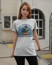 Easily Distracted By Dragons And Books (Front) Classic T-Shirt apparel-classic-tshirt-lifestyle-19