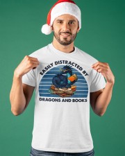 Easily Distracted By Dragons And Books (Front) Classic T-Shirt apparel-classic-tshirt-lifestyle-front-85