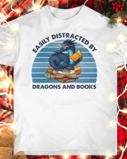 Easily Distracted By Dragons And Books (Front) Classic T-Shirt custom-t-shirts-classic-lifestyle-front-354
