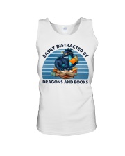 Easily Distracted By Dragons And Books (Front) Unisex Tank tile
