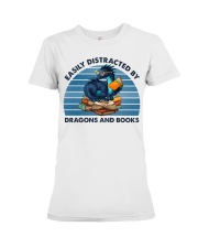 Easily Distracted By Dragons And Books (Front) Premium Fit Ladies Tee tile