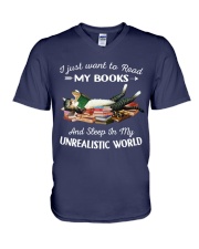 I Just Read Want To Read My Books And Sleep In My Unrealistic World (Front) V-Neck T-Shirt tile