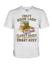 Crazy Book Lady Classy Sassy And A Bit Smart Assy (Front) V-Neck T-Shirt tile