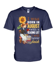I Was Born In August With A Reading List I Will Never Finish (Front) V-Neck T-Shirt tile
