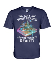 I'm A Book Reader I Do Not Tolerate Reality (Front) V-Neck T-Shirt tile