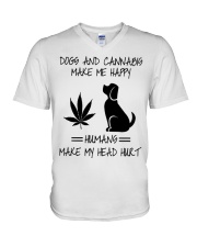 Dogs And Cannabis Happy V-Neck T-Shirt thumbnail