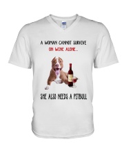 Woman Needs A Pitbull V-Neck T-Shirt thumbnail
