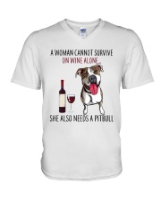 Woman Needs Pitbull V-Neck T-Shirt thumbnail