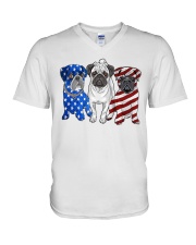 Pugs Flag V-Neck T-Shirt tile