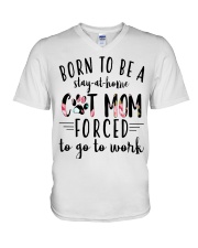 Born to be a stay at home Cat Mom V-Neck T-Shirt thumbnail