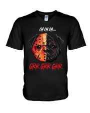 Pugs Halloween Grr V-Neck T-Shirt thumbnail