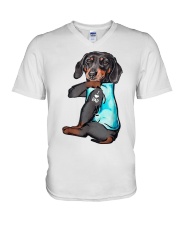 Dachshund Dad V-Neck T-Shirt tile