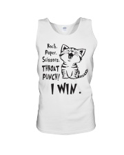 Cat Rock paper scissors throat punch I win Unisex Tank tile