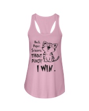 Cat Rock paper scissors throat punch I win Ladies Flowy Tank tile