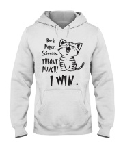Cat Rock paper scissors throat punch I win Hooded Sweatshirt tile