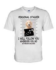 Golden Retriever Stalker V-Neck T-Shirt tile