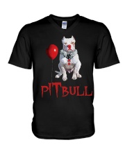 Pitbull Halloween V-Neck T-Shirt thumbnail