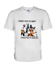 Rabbit Make Me Happy V-Neck T-Shirt thumbnail