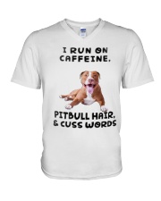 I Run on Caffeine Pitbull V-Neck T-Shirt thumbnail