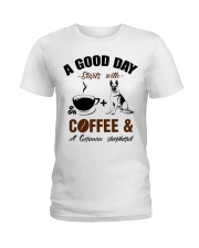 German shepherd and coffee Ladies T-Shirt thumbnail