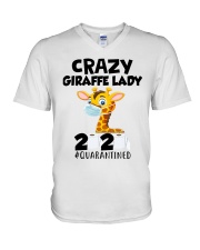 Giraffe Crazy Lady V-Neck T-Shirt tile