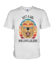 Just Girl Loves Golden Retriever V-Neck T-Shirt thumbnail