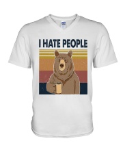 Bear I Hate People V-Neck T-Shirt tile